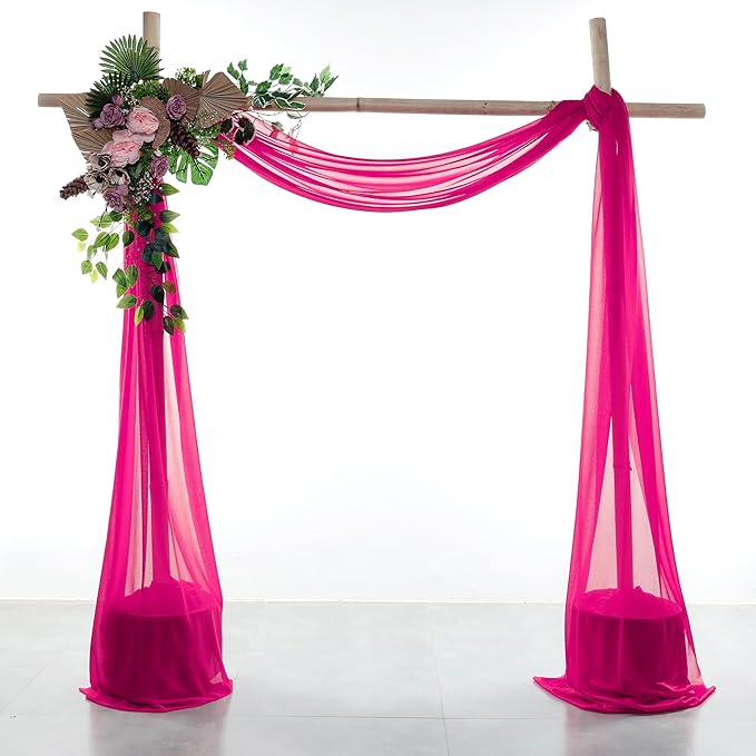 VDS Pack of 1 Panel Wedding Arch Draping Fabric Sheer Chiffon Fabric Drapery by VDS