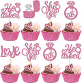 30 PCS He Asked She Said Yes Cupcake Toppers Diamond Ring Cupcake Picks Love I by ZHUOWEISM