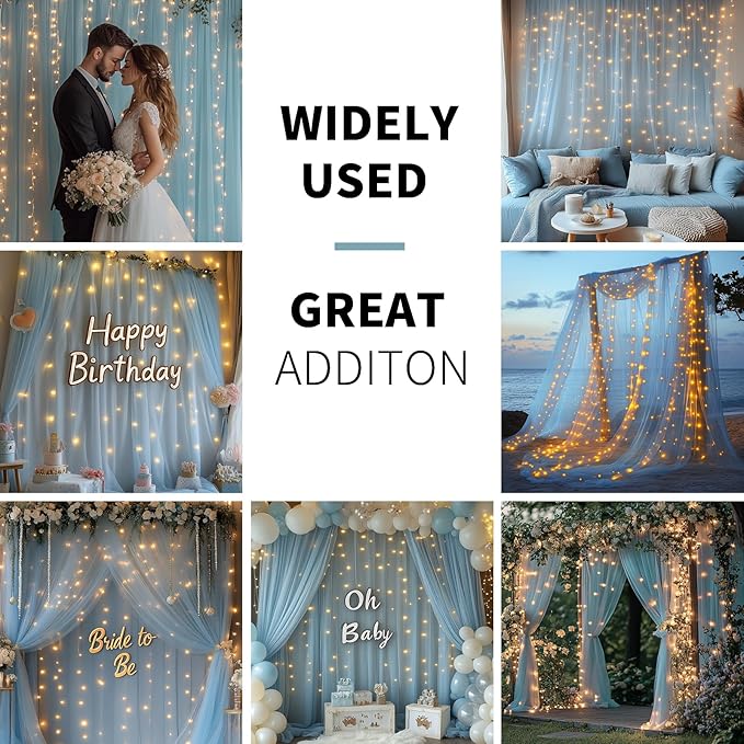 Baby Blue Tulle Backdrop Curtain - Image 2