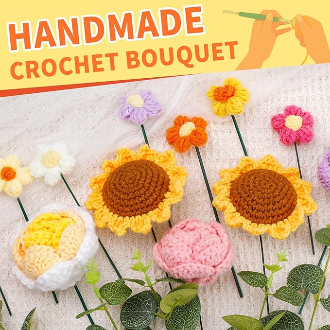 Crochet Flower Bouquet Crochet Flowers, Crochet Flower Bouquet Sunflower - Image 3