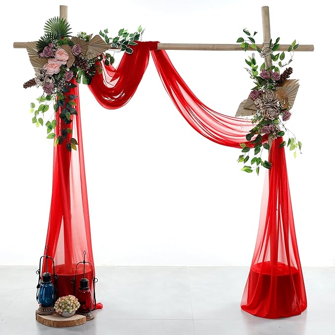 VDS Pack of 2 Panel Wedding Arch Draping Fabric Sheer Chiffon Fabric Drapery - Image 2