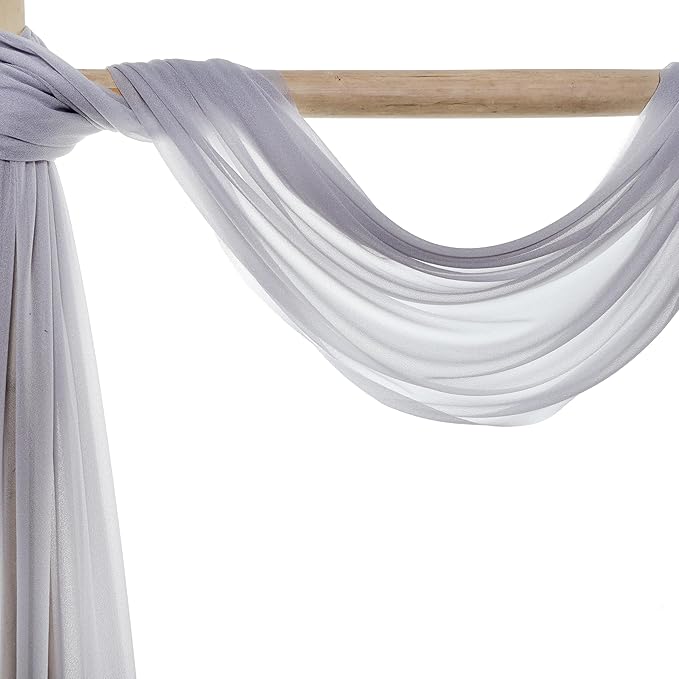 VDS Pack of 2 Panel Wedding Arch Draping Fabric Sheer Chiffon Fabric Drapery - Image 5