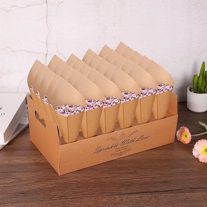 PATIKIL Wedding Confetti Cones Holder Box, 30 Holes Confetti Stand Tray Box - Image 5
