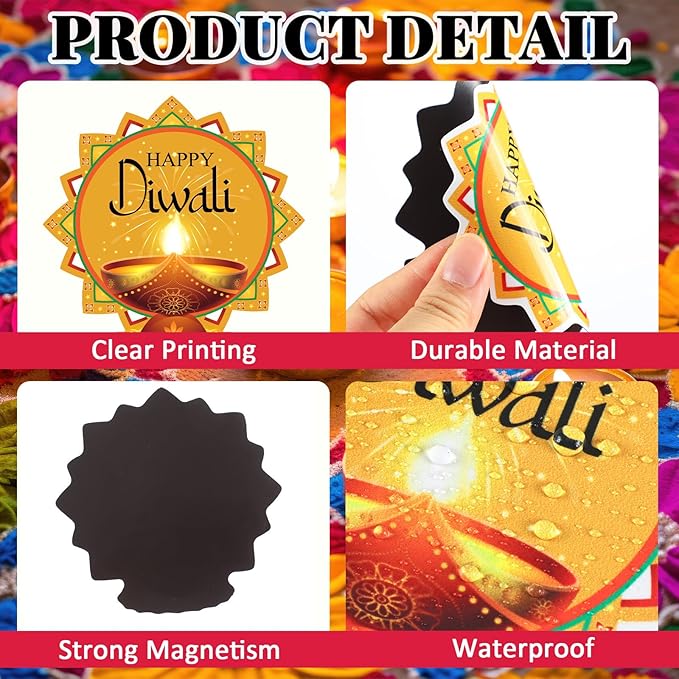 Xuhal 25 Pcs Happy Diwali Magnets Decoration Colorful Elephants Lanterns Oil - Image 5
