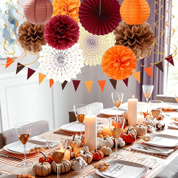 Boho Baby-Shower Burgundy Brown-Orange Party-Decorations - Image 6