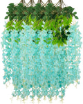 12 Pack Teal Wisteria Hanging Flowers Garland, 3.77 Feet Artificial Flower Vines by Luerbi