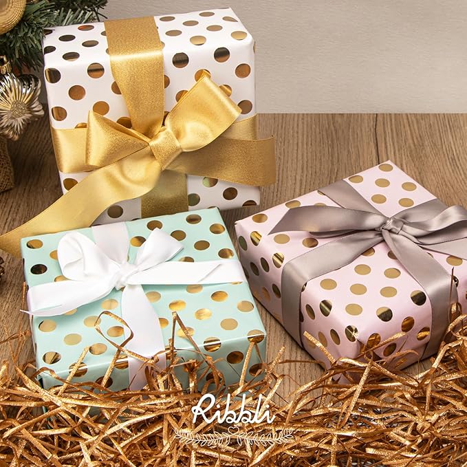 Ribbli Birthday Wrapping Paper Polka Dots Gift Wrap - Image 7