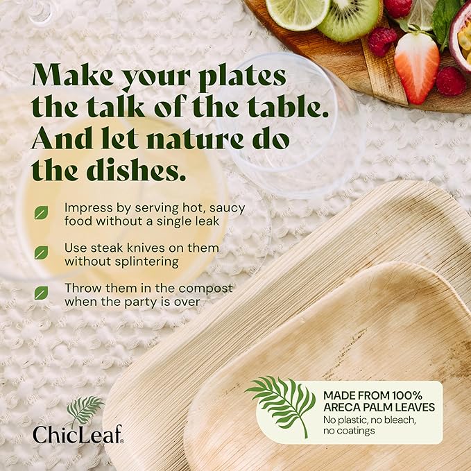 Chic Leaf Square Palm Leaf Tableware - Image 3