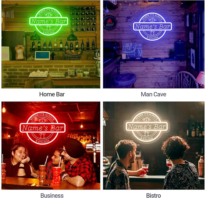 Custom Bar Neon Sign for Wall Decor, Personalized Cocktail Beer LED Light Up - Image 6