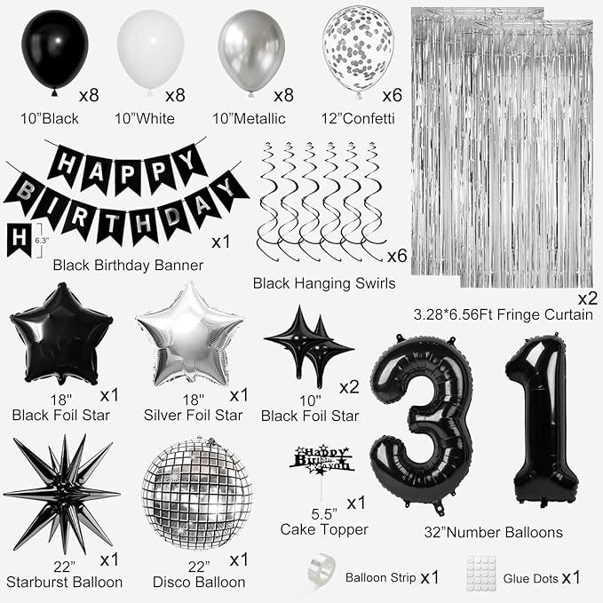 31st Birthday Decorations for Men Women, Fringe Curtains Kit - Image 2