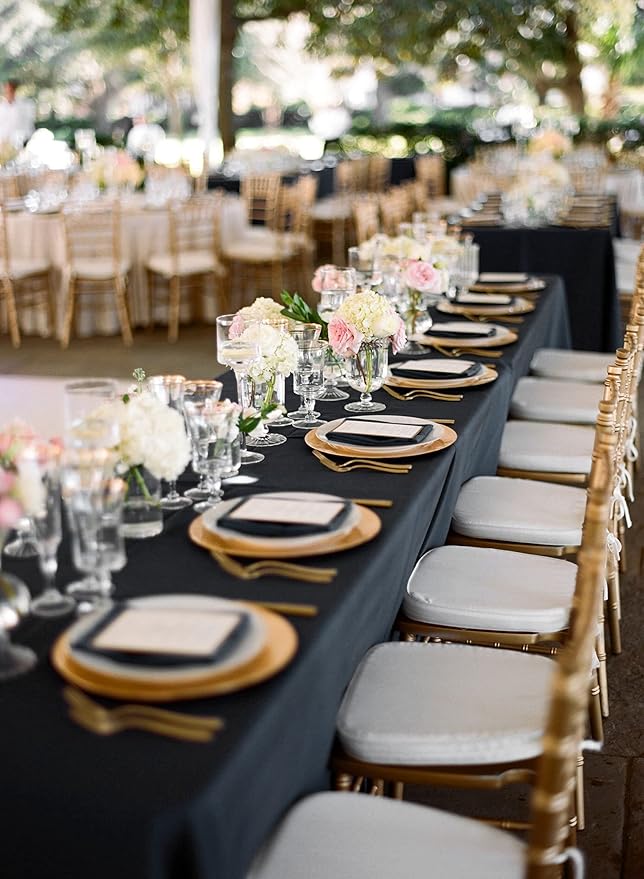 12 Pack Polyester Tablecloth 90 x 156 Inch Black Tablecloth - Image 6
