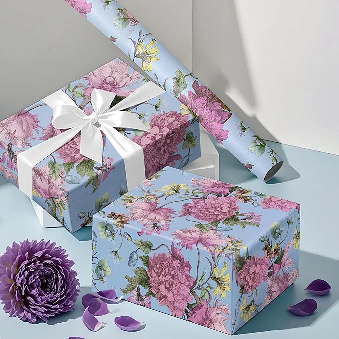 WRAPAHOLIC Kraft Floral Wrapping Paper Roll - Image 5