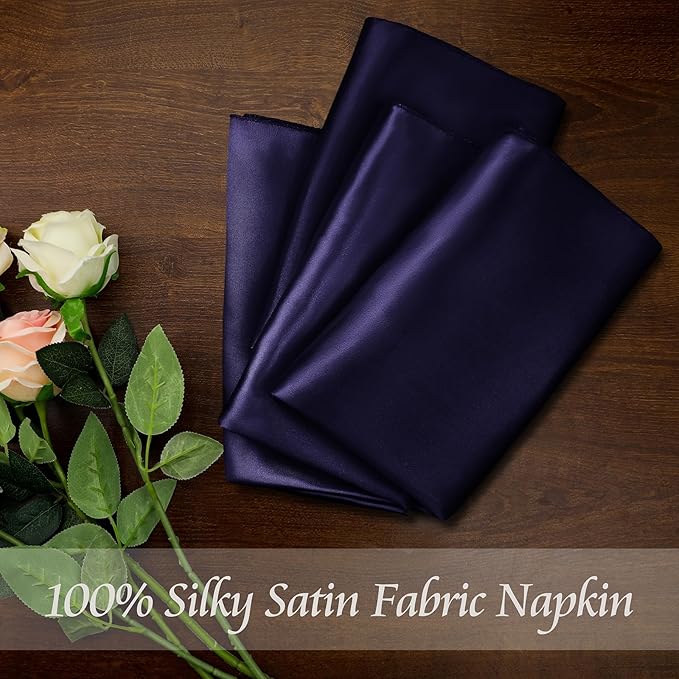 Manyshofu 60 Pieces Purple Satin Napkins - Image 3