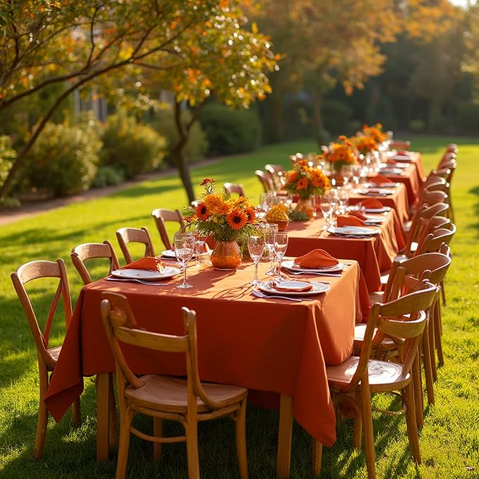 sancua Thanksgiving Square Tablecloths 60x60 Inch Rust, 2 Pack Fabric Fall - Image 4