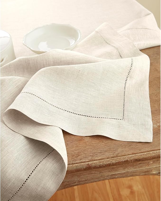 Solino Home Light Natural Linen Tablecloth 52 x 52 Inch - Image 5