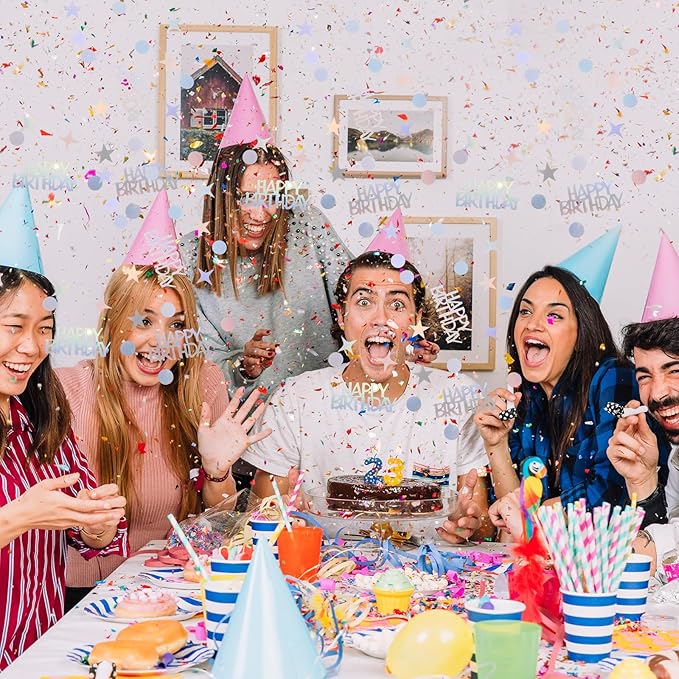 Birthday Confetti for Table, Glitter Birthday Confetti Metallic Foil Sprinkles - Image 3