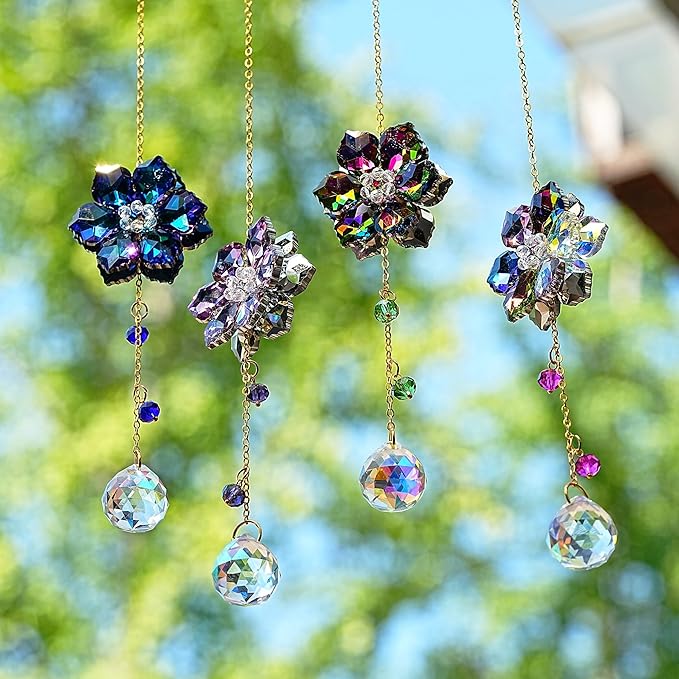HDCRYSTALGIFTS 4pcs Crystal Flower Suncatchers - Image 9