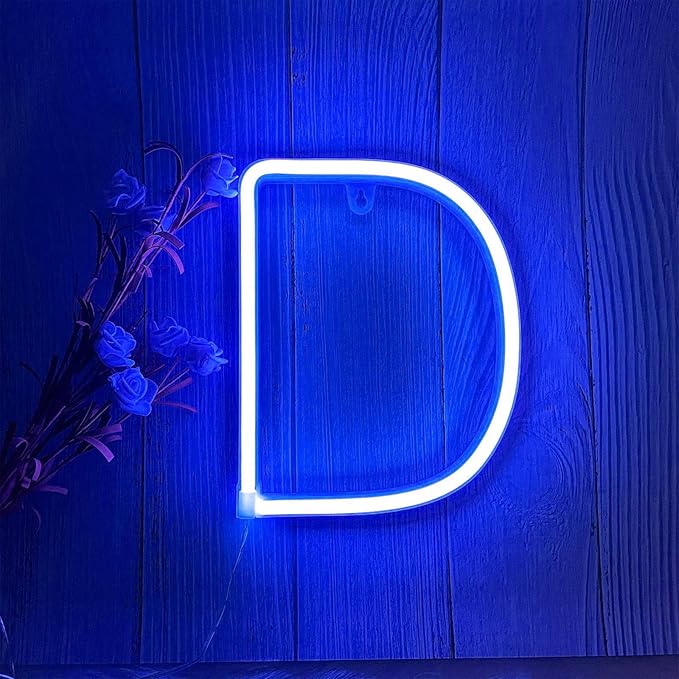 ENUOLI LED Blue Neon Letter Signs Night Light Battery or USB Operated LED by ProfessionalinNeonLights
