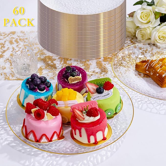 Rubtlamp 60 Pieces Gold Plastic Plates - Image 6