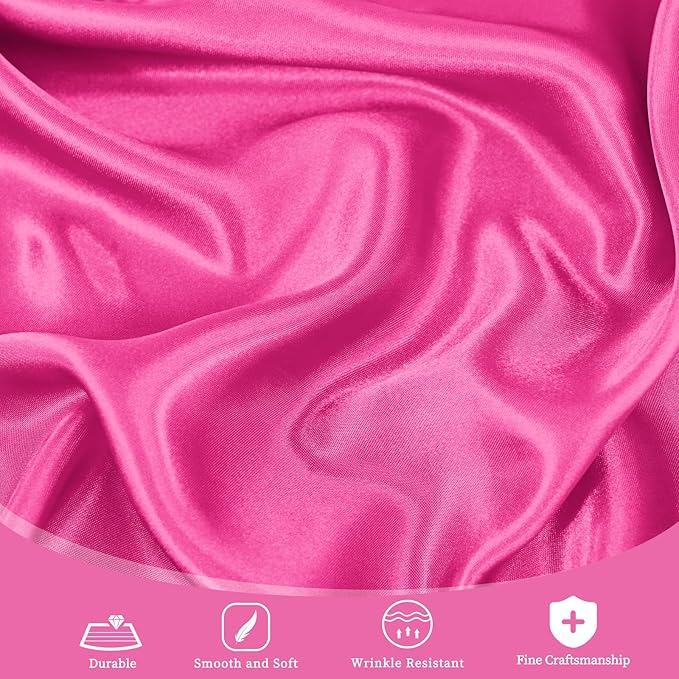 fani 6 Pack 120 Inch Hot Pink Satin Tablecloth - Image 5