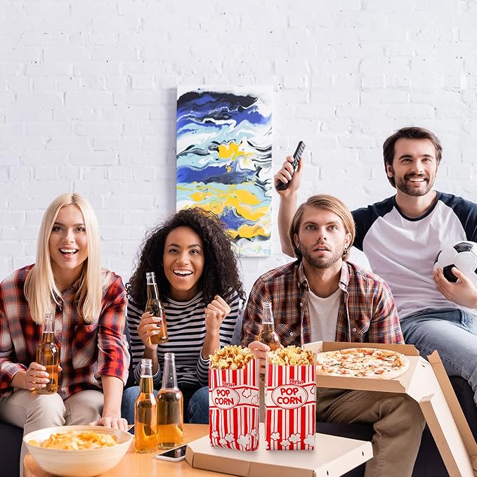 300 Pcs Popcorn Bags Paper Grease Resistant Popcorn Bags Disposable Red and - Image 6