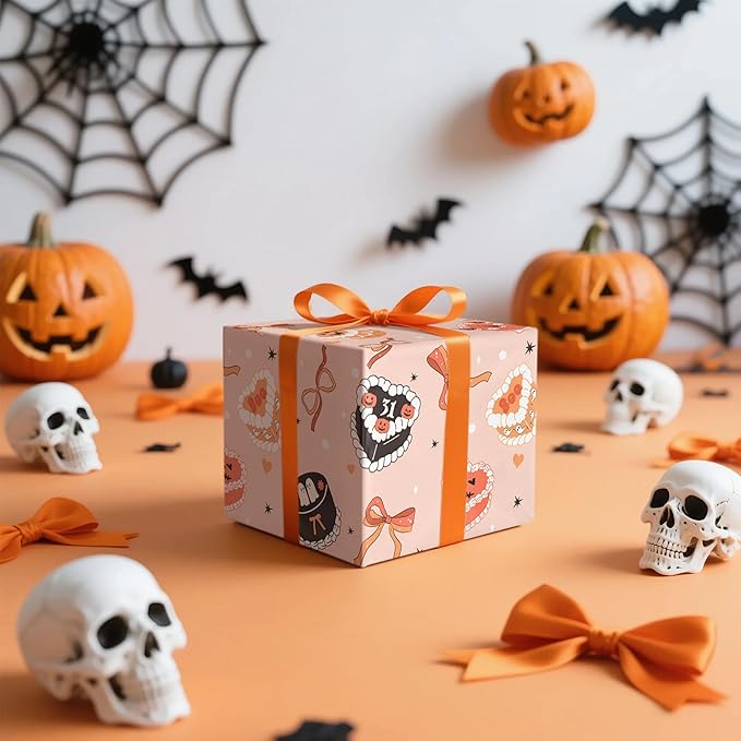 LeZakaa Halloween Cake Wrapping Paper Roll, Cute Halloween Cakes - Image 4
