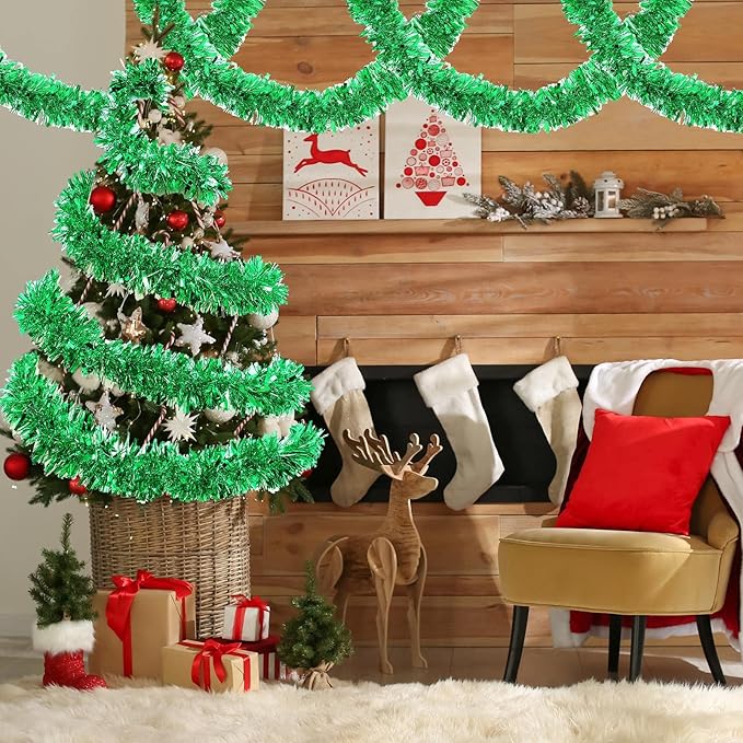 72 Feet Christmas Tinsel Garland Shiny Metallic Tinsel Twist Garland Streamers - Image 6