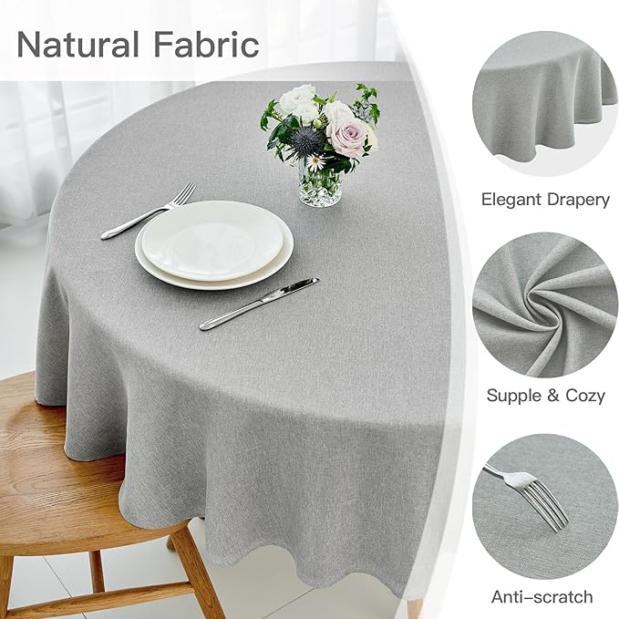 maxmill Linen Textured Tablecloth Spill-Proof Stainproof Wrinkle Free Washable - Image 4