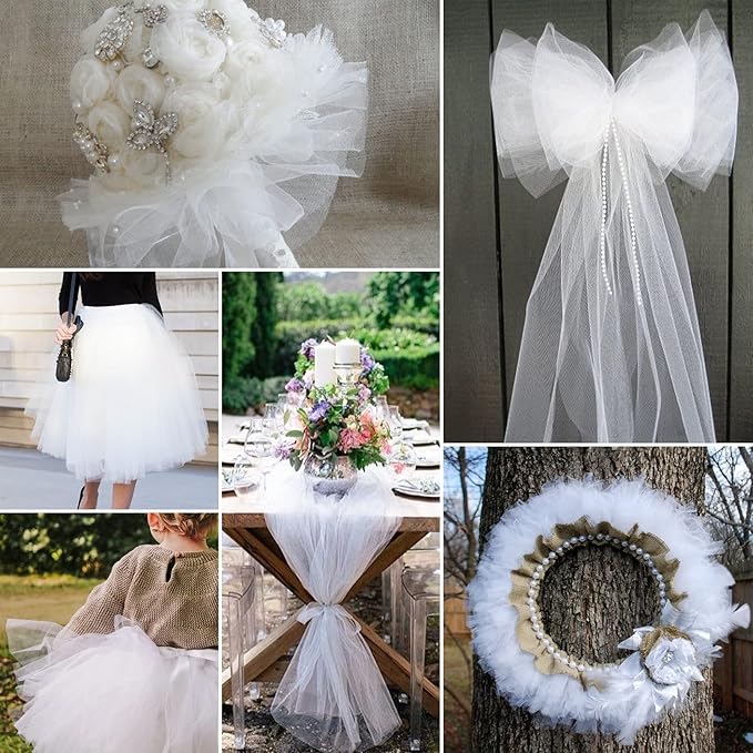 White Tulle Fabric Rolls 6 Inch by 100 Yards Fabric Spool Tulle Ribbon - Image 5