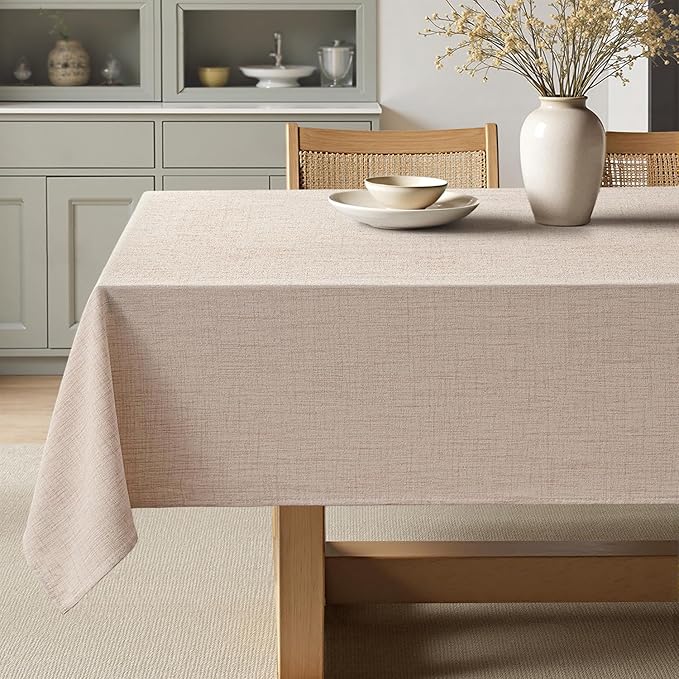 MIULEE Natural Linen Tablecloth 52x70 Inch Rectangle Table Cloth Waterproof by MIULEE