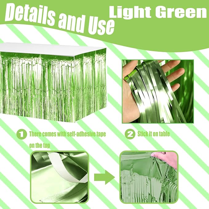 4 Pack 29x108 Inch Metallic Foil Fringe Tinsel Table Skirts - Image 3