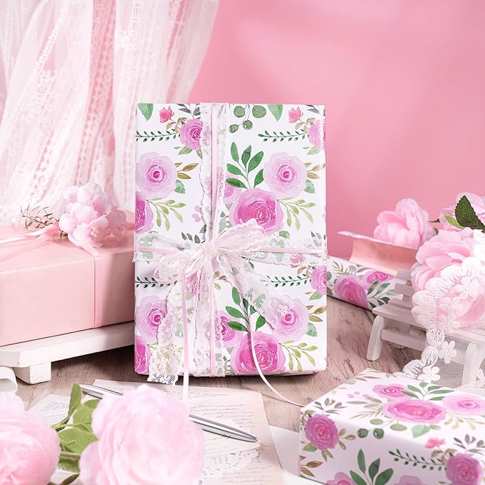 RUSPEPA Reversible Floral Wrapping Paper Roll, Mini Roll, Elegant Gift Wrap - Image 4
