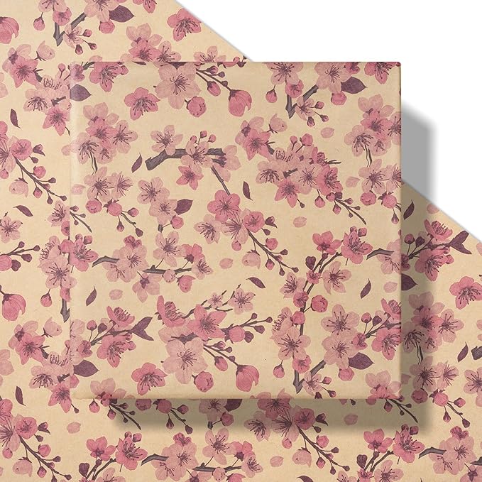 RUSPEPA Cherry Blossom Wrapping Paper Roll - Image 2