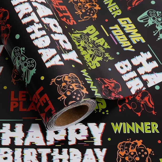 Aimyoo Gaming Birthday Wrapping Paper Roll by Aimyoo
