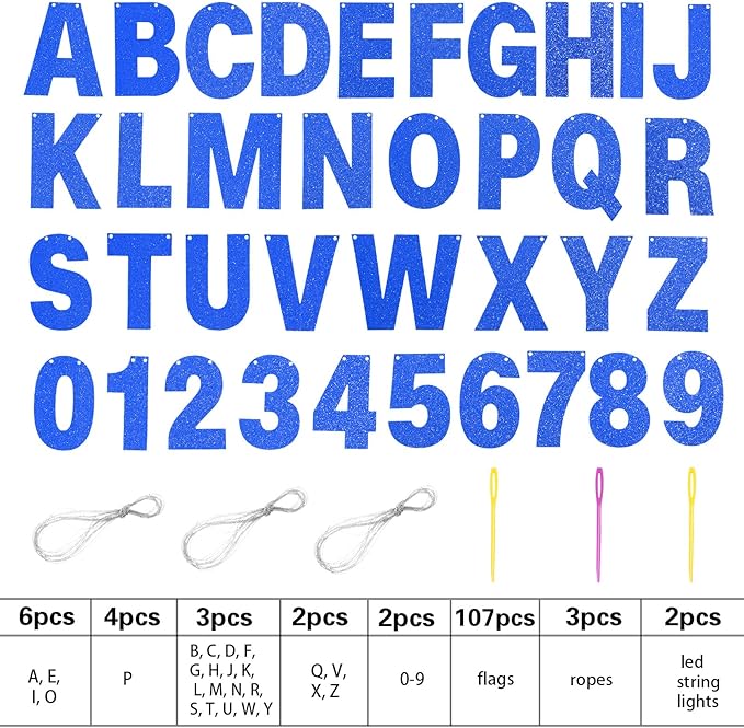TaoBary 112 Pcs DIY Letter Kit Glitter Customizable Banner Letters Include 107 - Image 2