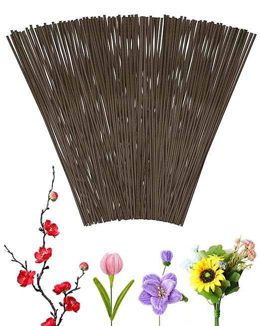 50 PCS FIVEIZERO 16 Gauge Brown Floral Wire Stems by FIVEIZERO