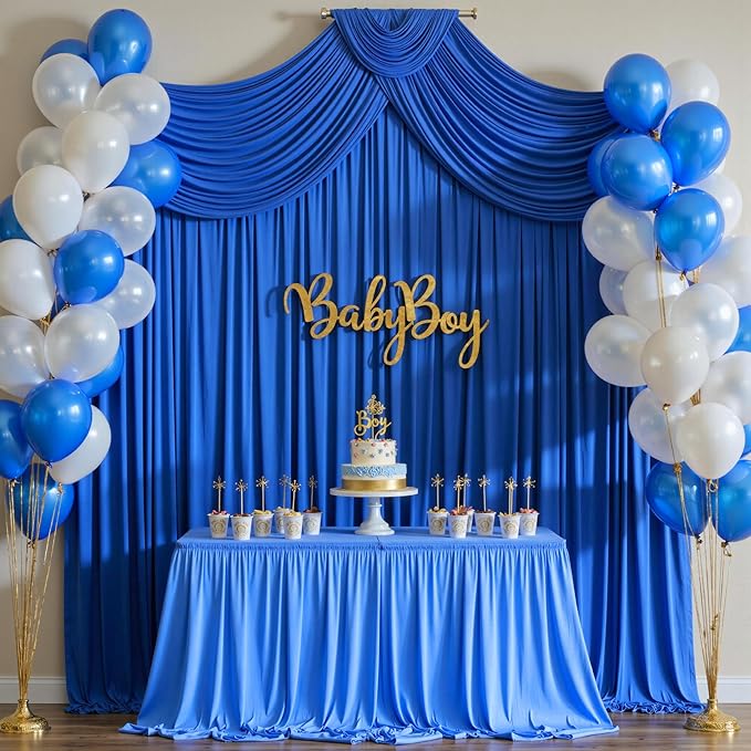 10ft x 8ft Wrinkle Free Royal Blue Backdrop Curtains by Outpain