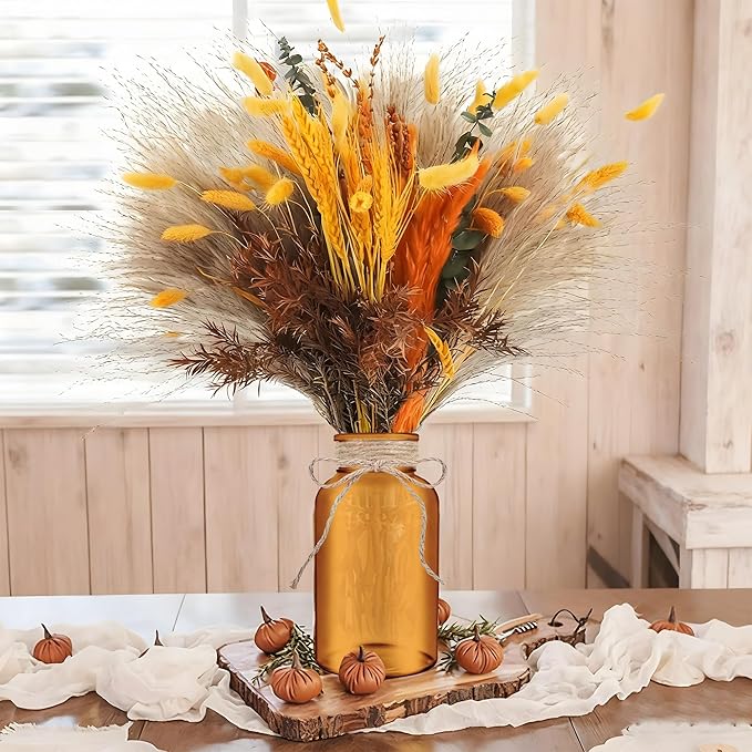 Vintage Glass Flower Vase，6 Pack Farmhouse Amber Gold Glass Centerpiece Vases - Image 6