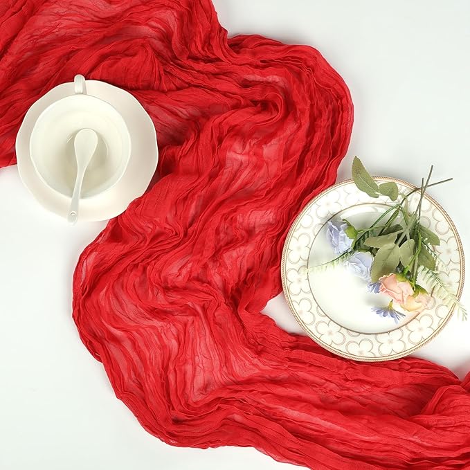 12 Pack Red Cheesecloth Christmas Table Runner 10ft Boho Gauze Fabric Cheese - Image 6
