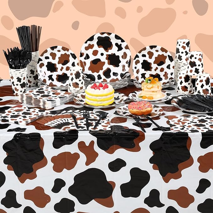 452 Pcs Cow Print Party Decorations Supplies Include Brown Cow Print Paper - Image 6
