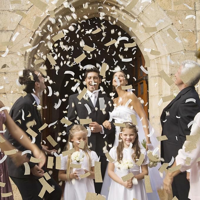 White Mix Gold Rice Confetti Cannon, 12inch Party Poppers - Image 5