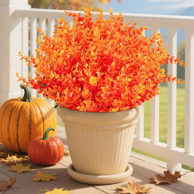 AmyHomie 20 Bundles Orange Fall Decor Artificial Flowers by AmyHomie