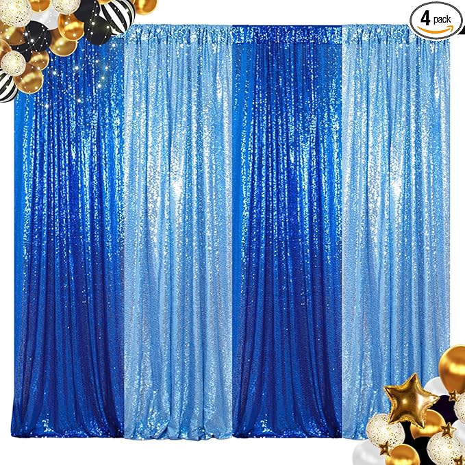 ShinyBeauty Baby Blue and Blue Sequin Backdrop by ShinyBeauty