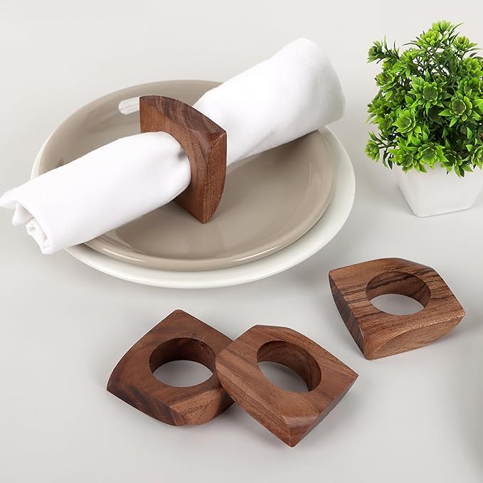 Wooden Napkin Rings Set of 12 Fall Decor - Image 2