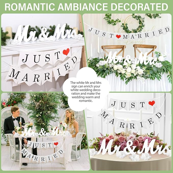 White Wooden Mr and Mrs Signs for Wedding Table, Wooden Wedding Table Signs for - Image 6
