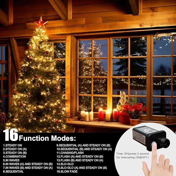 LAMPHOME 66ft Christmas Decorative Mini Lights, 200 LED Transparent Wire Fairy - Image 3