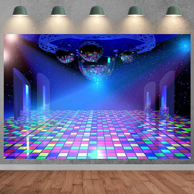 Disco Backdrop 10x8FT 70s 80s 90s Party Lights Stage Background Banner - Image 2