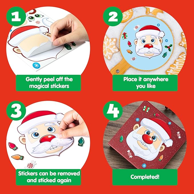 JOYIN 24 Pcs Christmas Make-a-face Stickers, Make Your Own Characters Mix and - Image 5