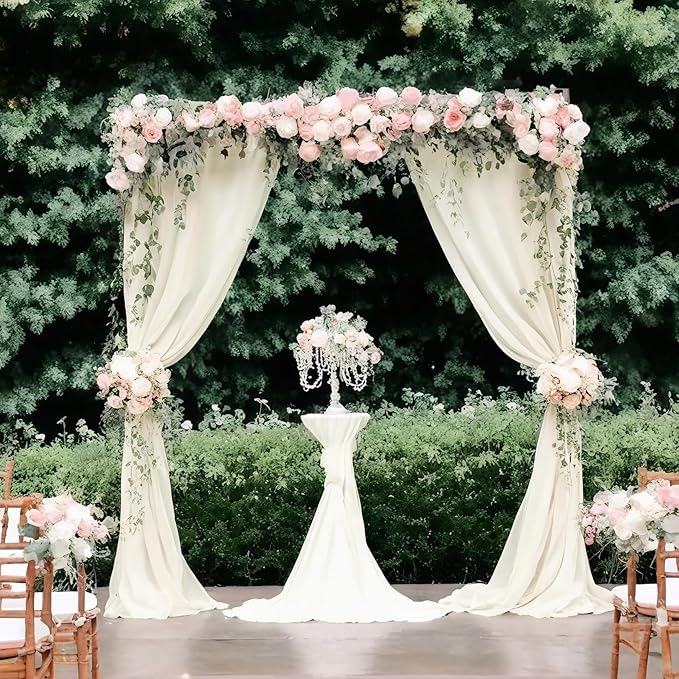 DUOBAO Ivory Chiffon Backdrop Curtain - Image 4