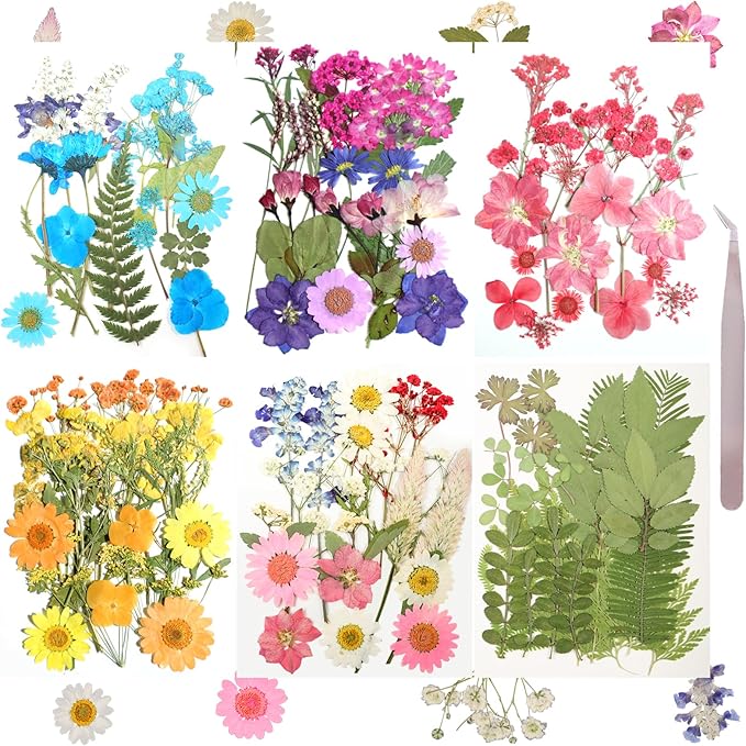 120Pcs Dried Pressed Flowers for Resin Mould Dry Flower Real Leaves Bulk by Gvhntk